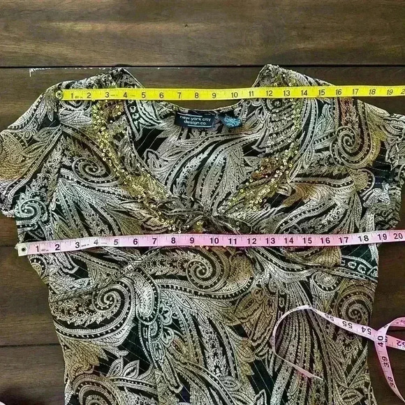 Sheer silk blend‎ tie front bohemian style beaded top size Large - Picture 6 of 8